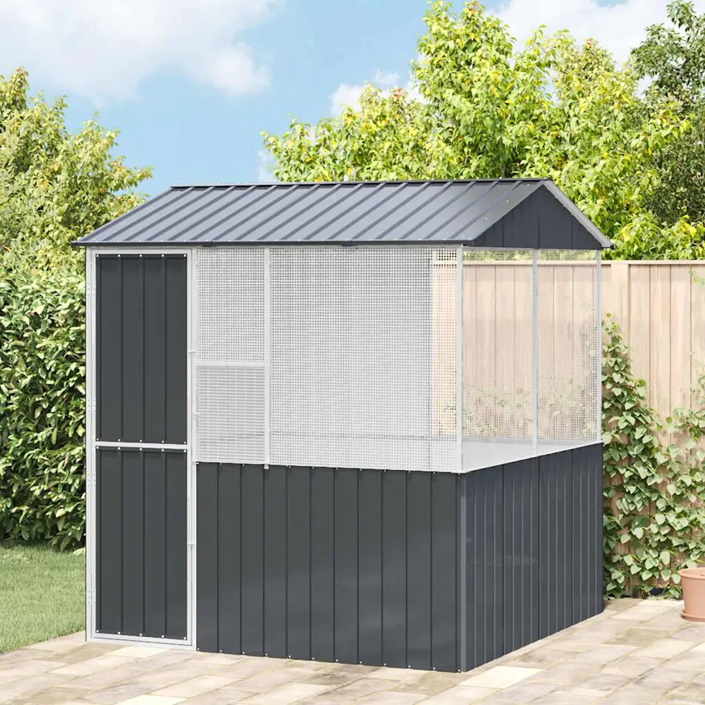 vidaXL Клетка за птици със съхранение Антрацит 215 x 209 x 230 см