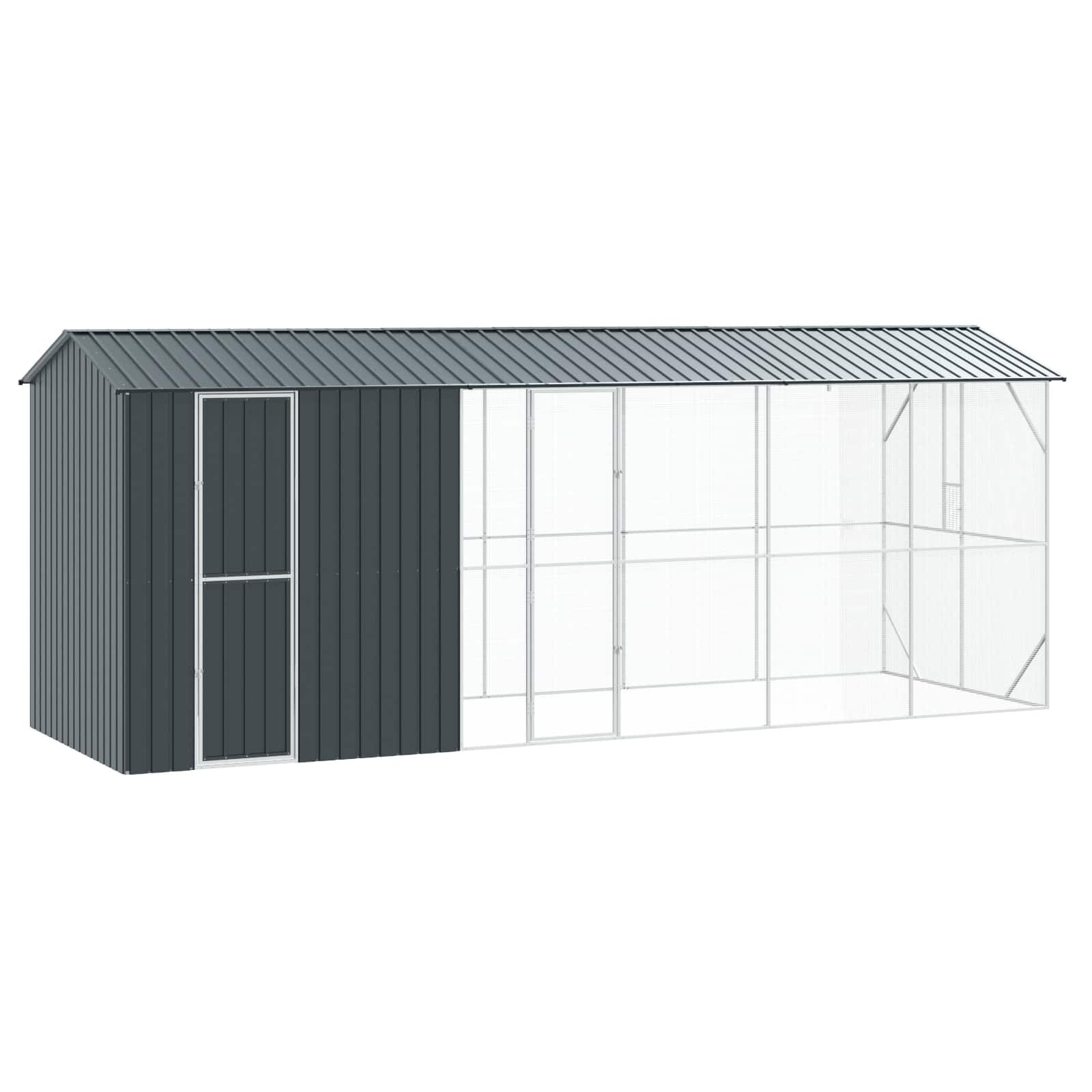 vidaXL Клетка за птици със съхранение Антрацит 645 x 208 x 247 см