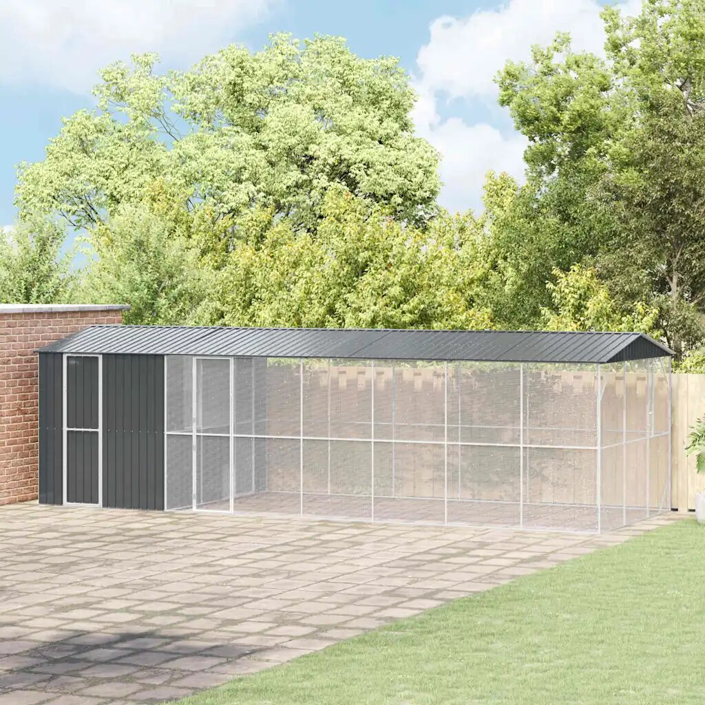 vidaXL Клетка за птици със съхранение Антрацит 860 x 310 x 247 см