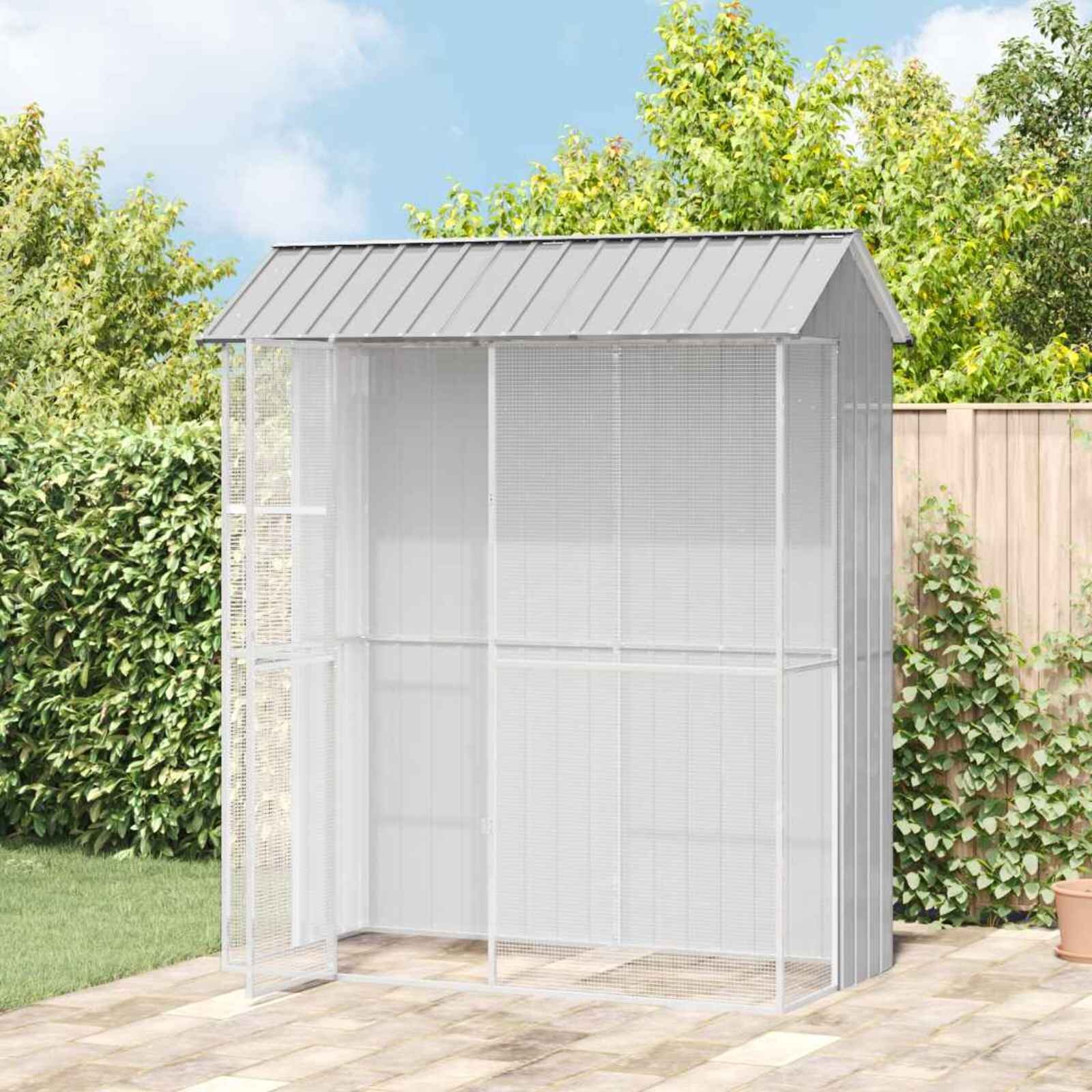 vidaXL Клетка за птици Сив 215 x 110 x 247 см Галванизирана стомана