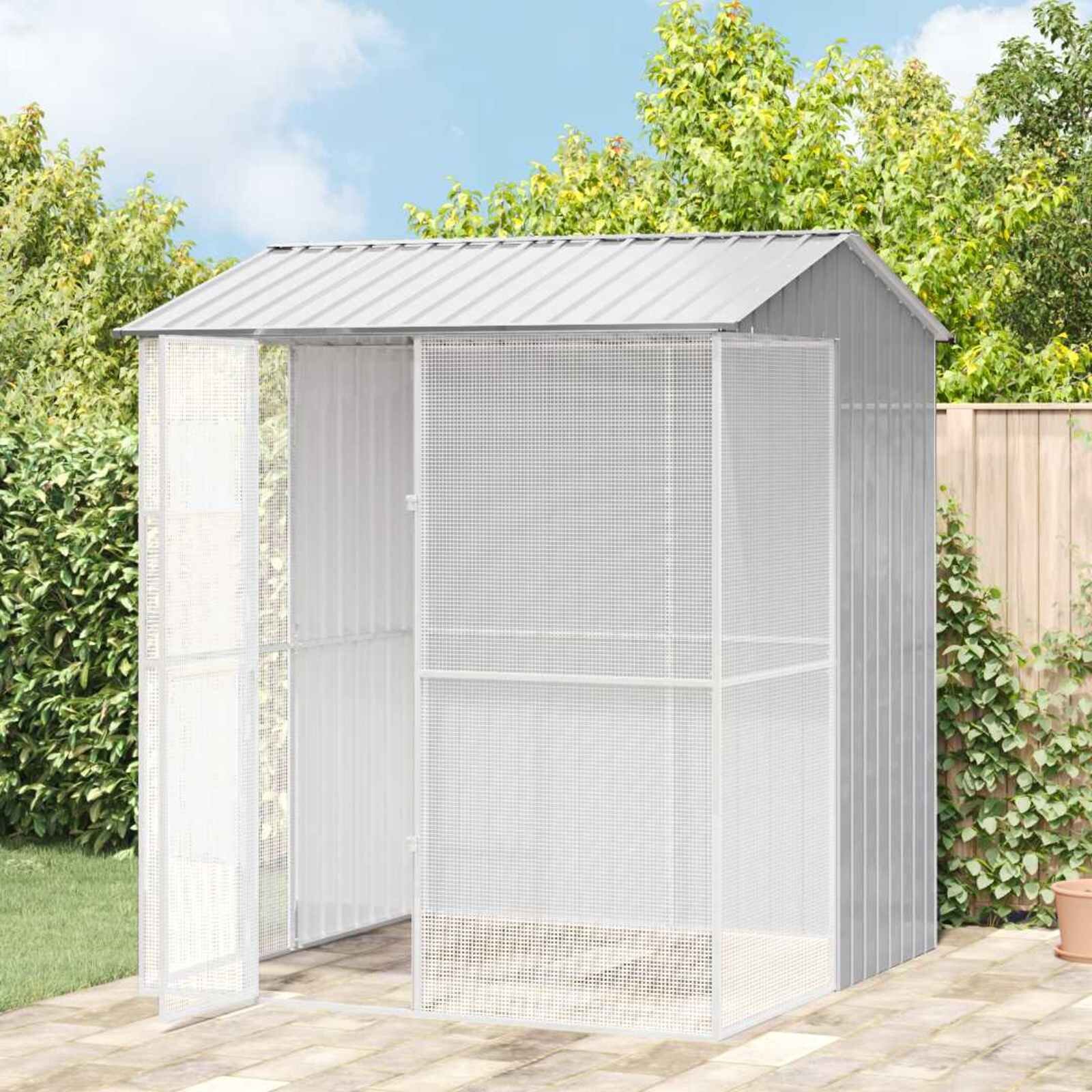 vidaXL Клетка за птици Сив 215 x 210 x 247 см Галванизирана стомана