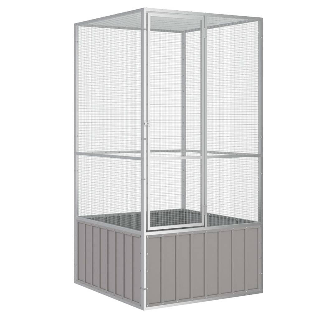 vidaXL Клетка за птици сива 111x107x2115 см поцинкована стомана