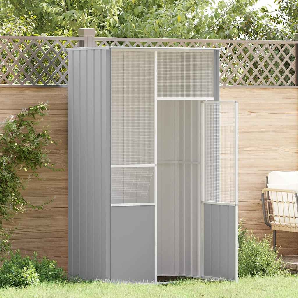 vidaXL Клетка за птици сива 115x78x200 см поцинкована стомана