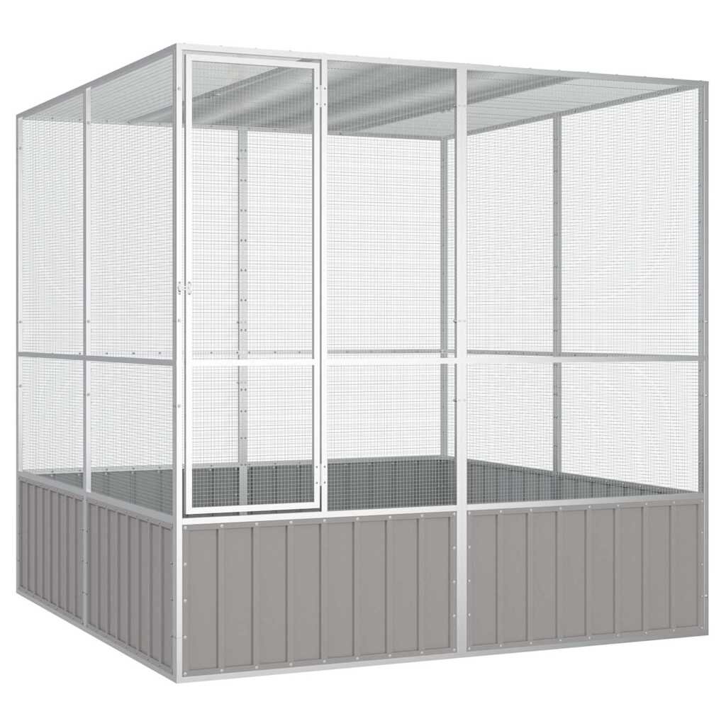vidaXL Клетка за птици сива 2135x2175x2115 см поцинкована стомана