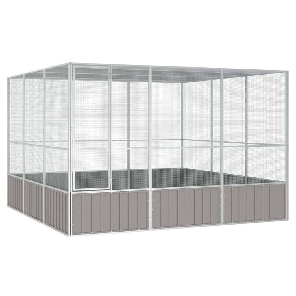 vidaXL Клетка за птици сива 3025x3245x2115 см поцинкована стомана
