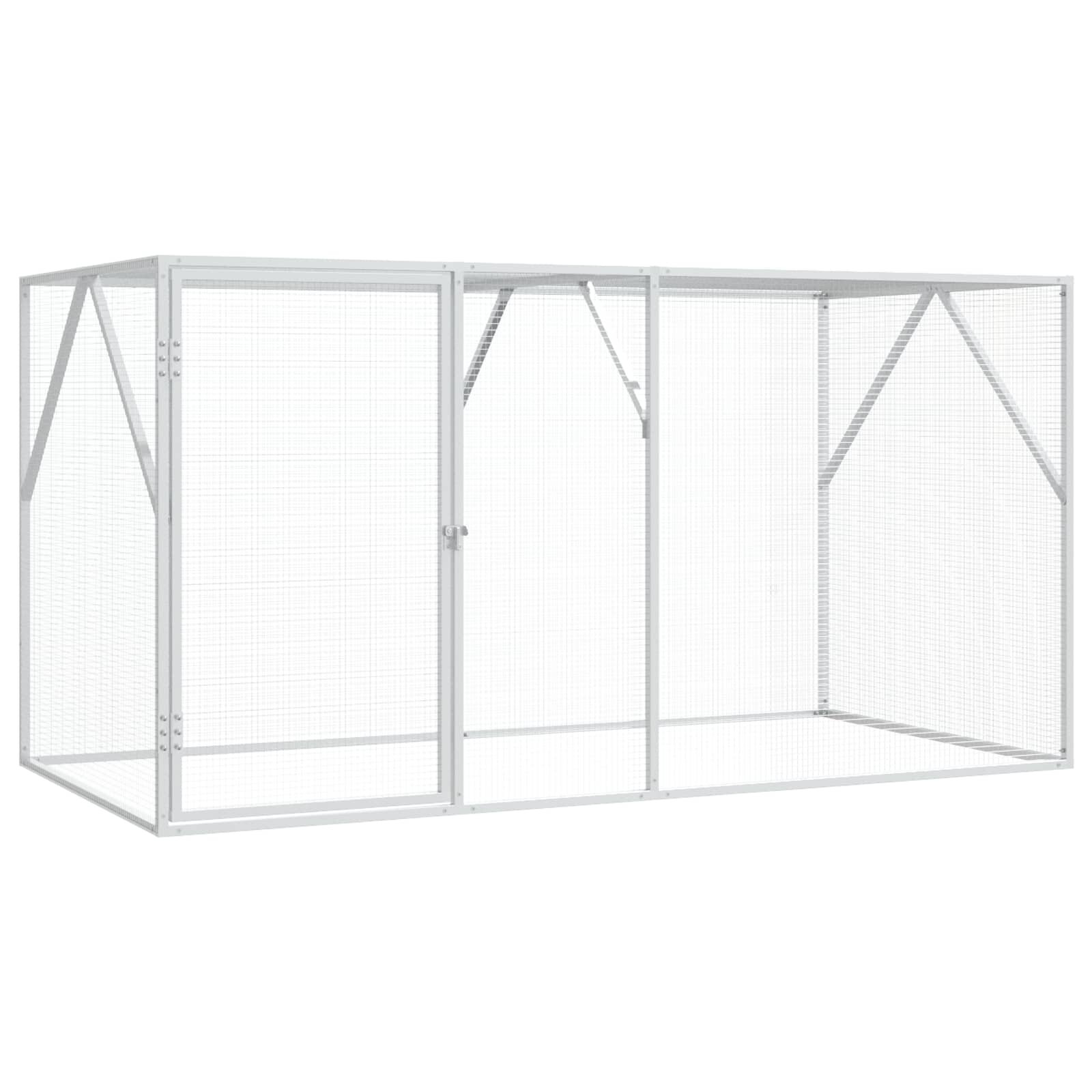 vidaXL Клетка за птици Сребристо 208 x 102 x 108 см