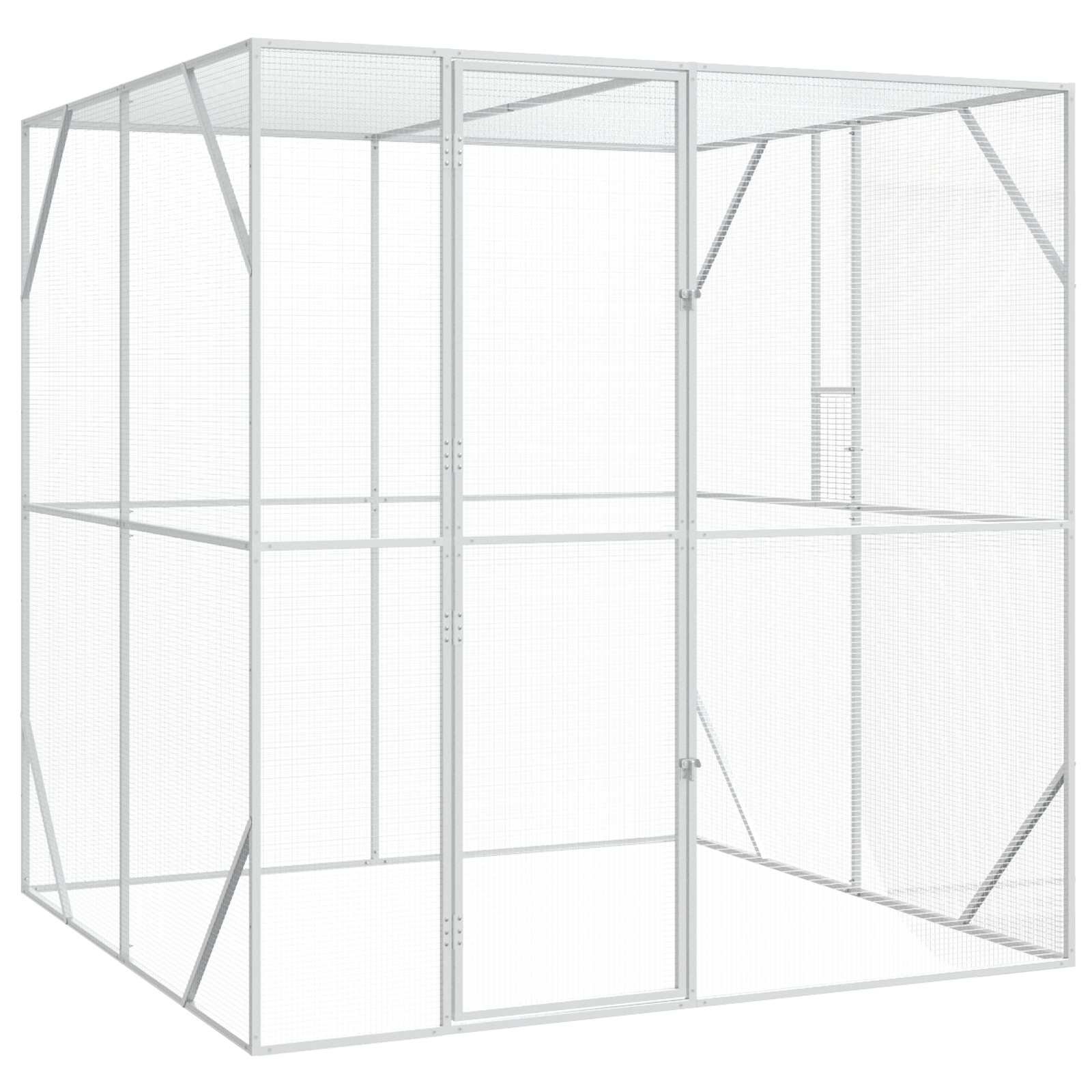 vidaXL Клетка за птици Сребристо 209 x 202 x 214 см