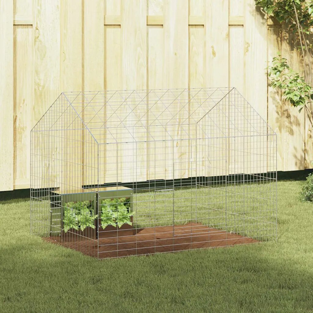 vidaXL Клетка за заек Сребрист 100 x 78 x 78 см Галванизирана стомана