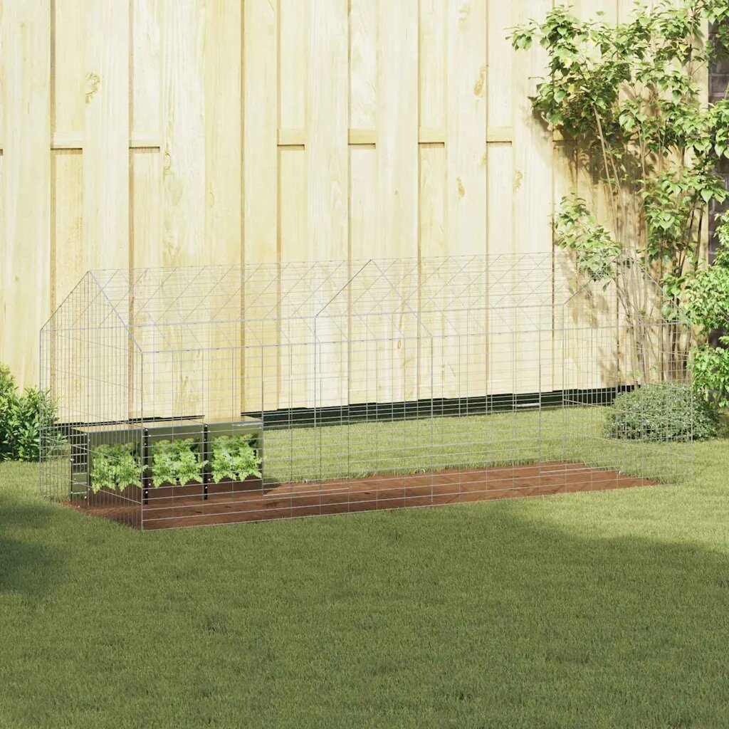 vidaXL Клетка за заек Сребрист 200 x 78 x 78 см Галванизирана стомана