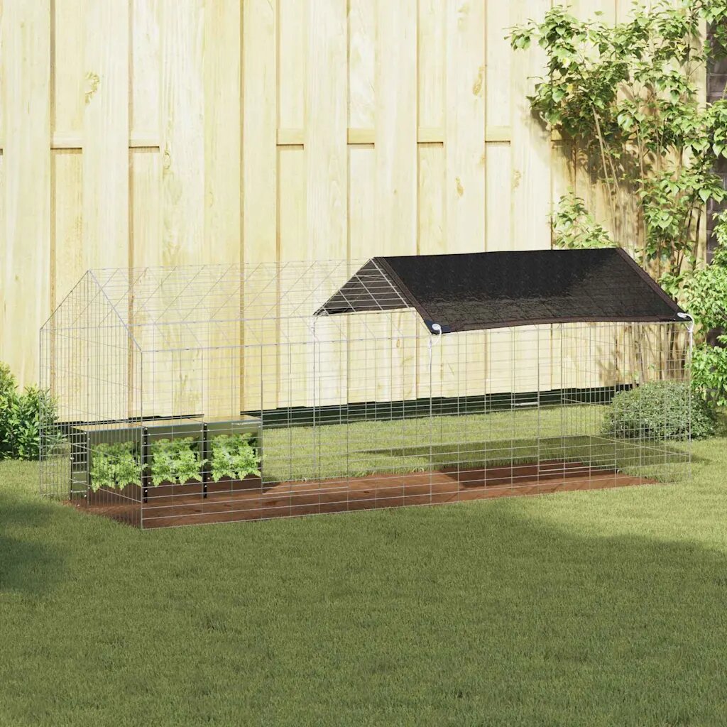 vidaXL Клетка за заек Сребрист 200 x 78 x 78 см Галванизирана стомана