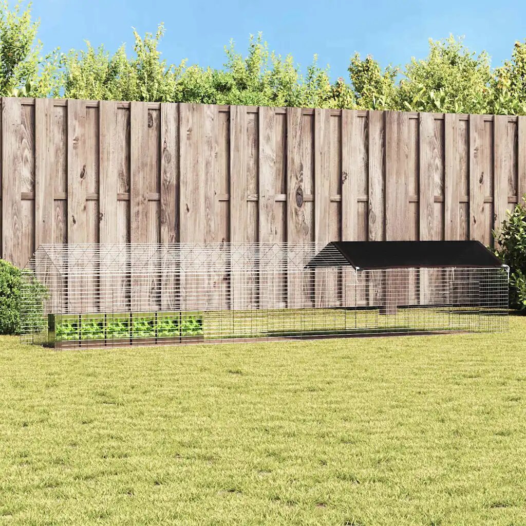 vidaXL Клетка за заек Сребрист 400 x 78 x 78 см Галванизирана стомана