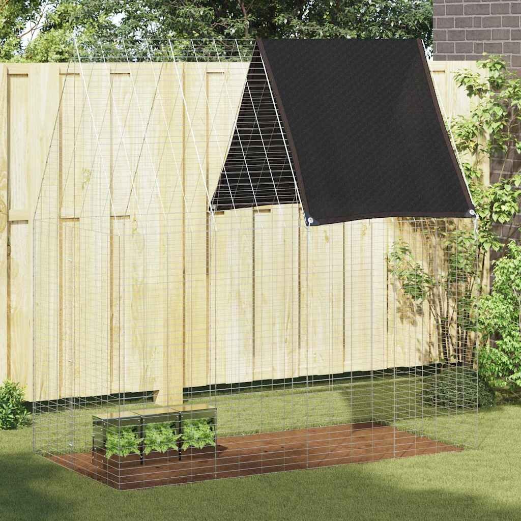 vidaXL Клетка за заек Сребристо 200 x 100 x 210 см Поцинкована стомана