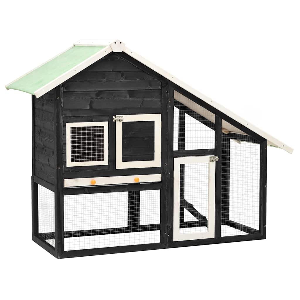 vidaXL Клетка за зайци сиво и бяло 140x63x120 см чам масив