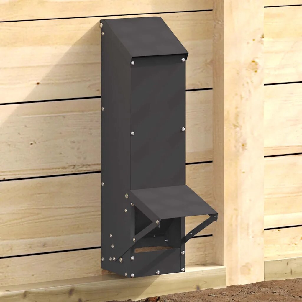 vidaXL Кокошарник Черно 13 x 12 x 51 см Студено валцована стомана