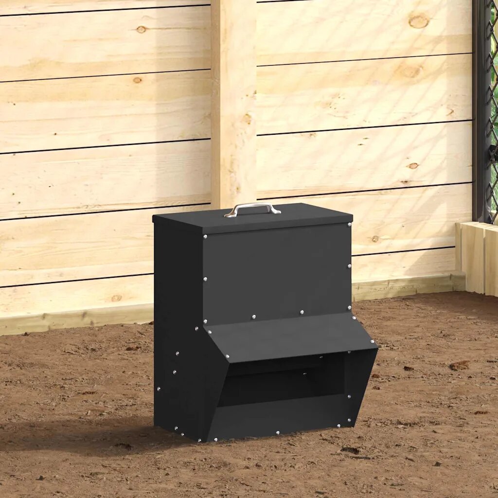 vidaXL Кокошарник Черно 20 x 25 x 35 см Студено валцована стомана