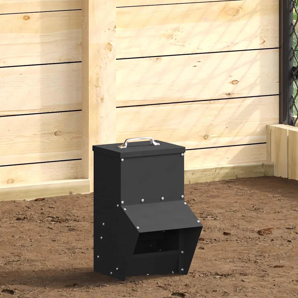 vidaXL Кокошарник Черно 20 x 25 x 35 см Студено валцована стомана