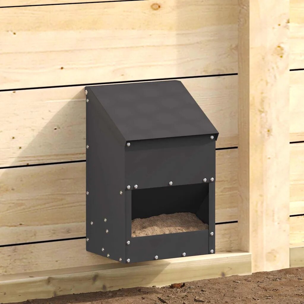 vidaXL Кокошарник Черно 21 x 16 x 33 см 3 кг Студено валцована стомана