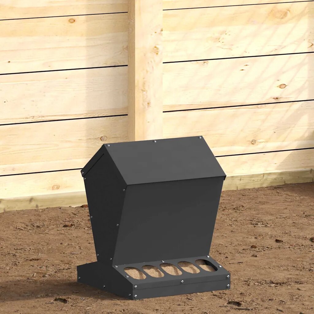 vidaXL Кокошарник Черно 30 x 30 x 39 см Студено валцована стомана