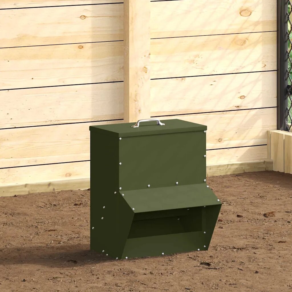 vidaXL Кокошарник Маслинено зелено 20 x 25 x 35 см