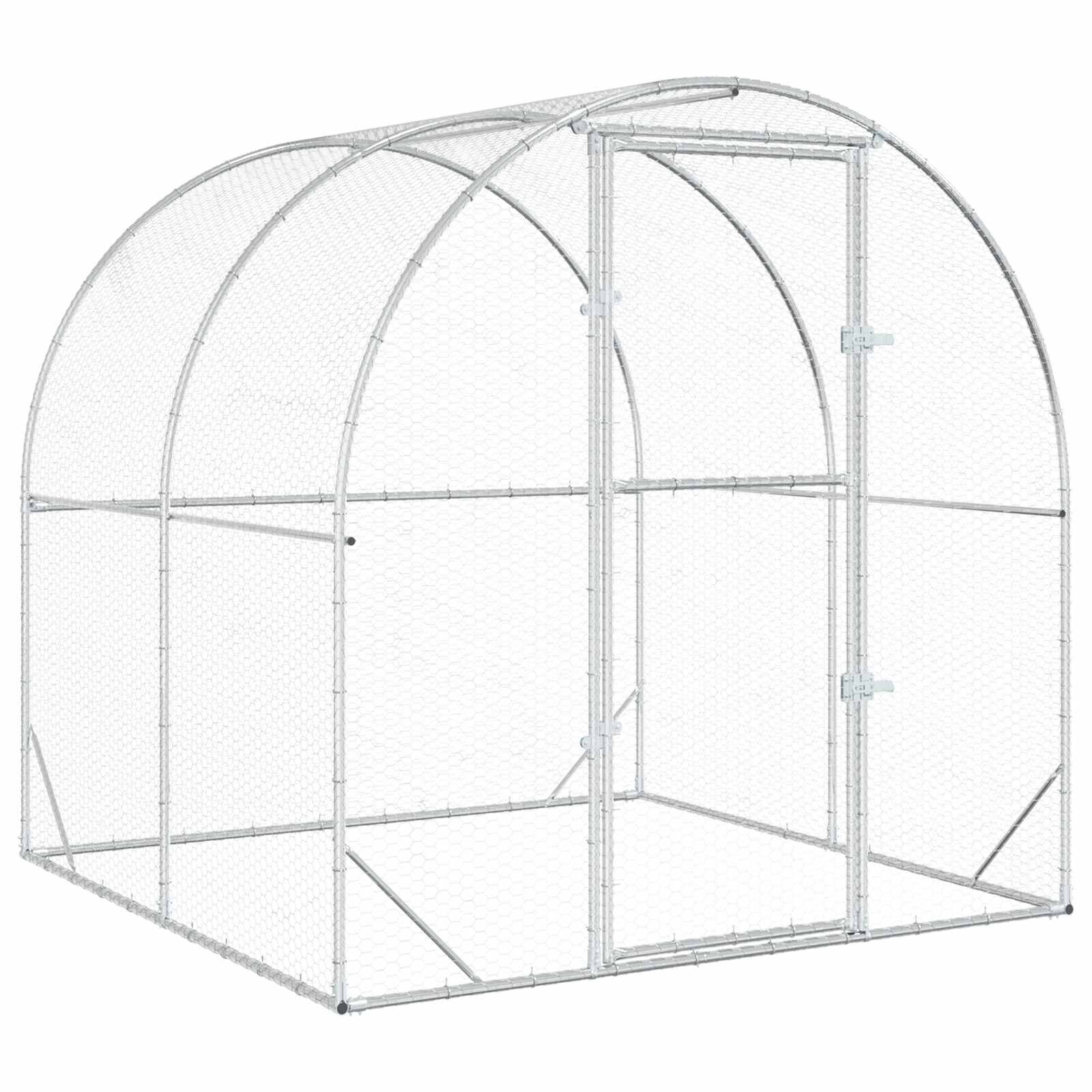 vidaXL Кокошарник Сребристо 200 x 200 x 200 cm Поцинкована стомана