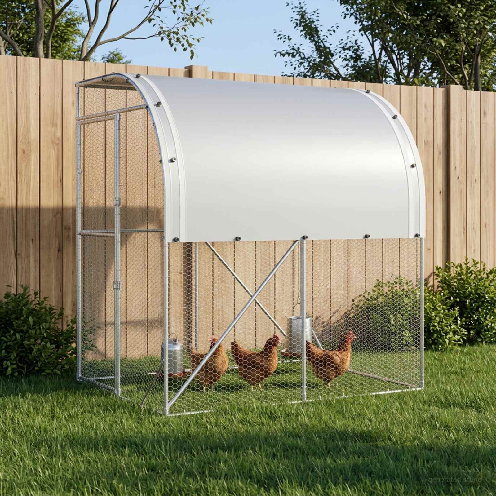 vidaXL Кокошарник Сребристо 200 x 200 x 215 см Поцинкована стомана