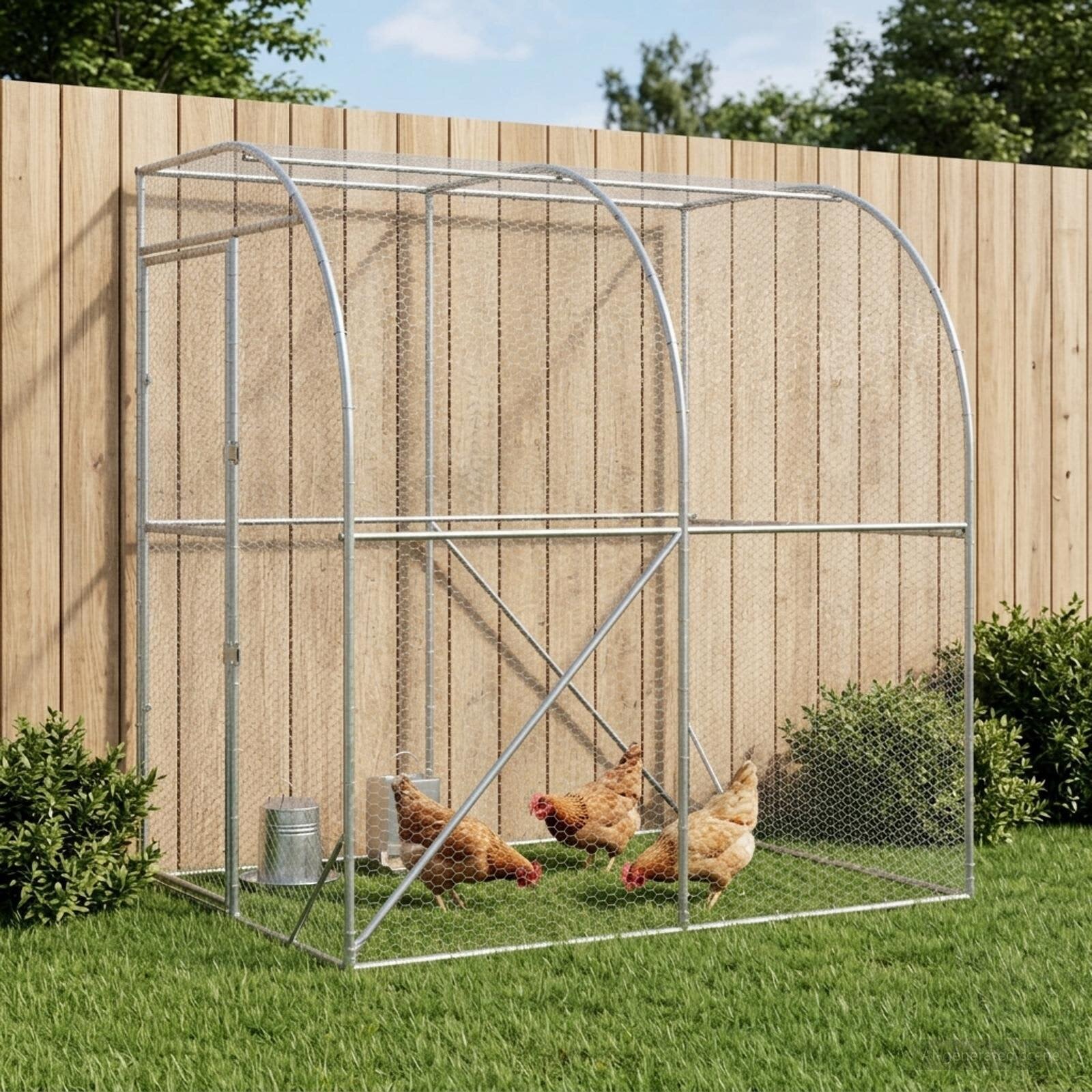 vidaXL Кокошарник Сребристо 200 x 200 x 215 см Поцинкована стомана