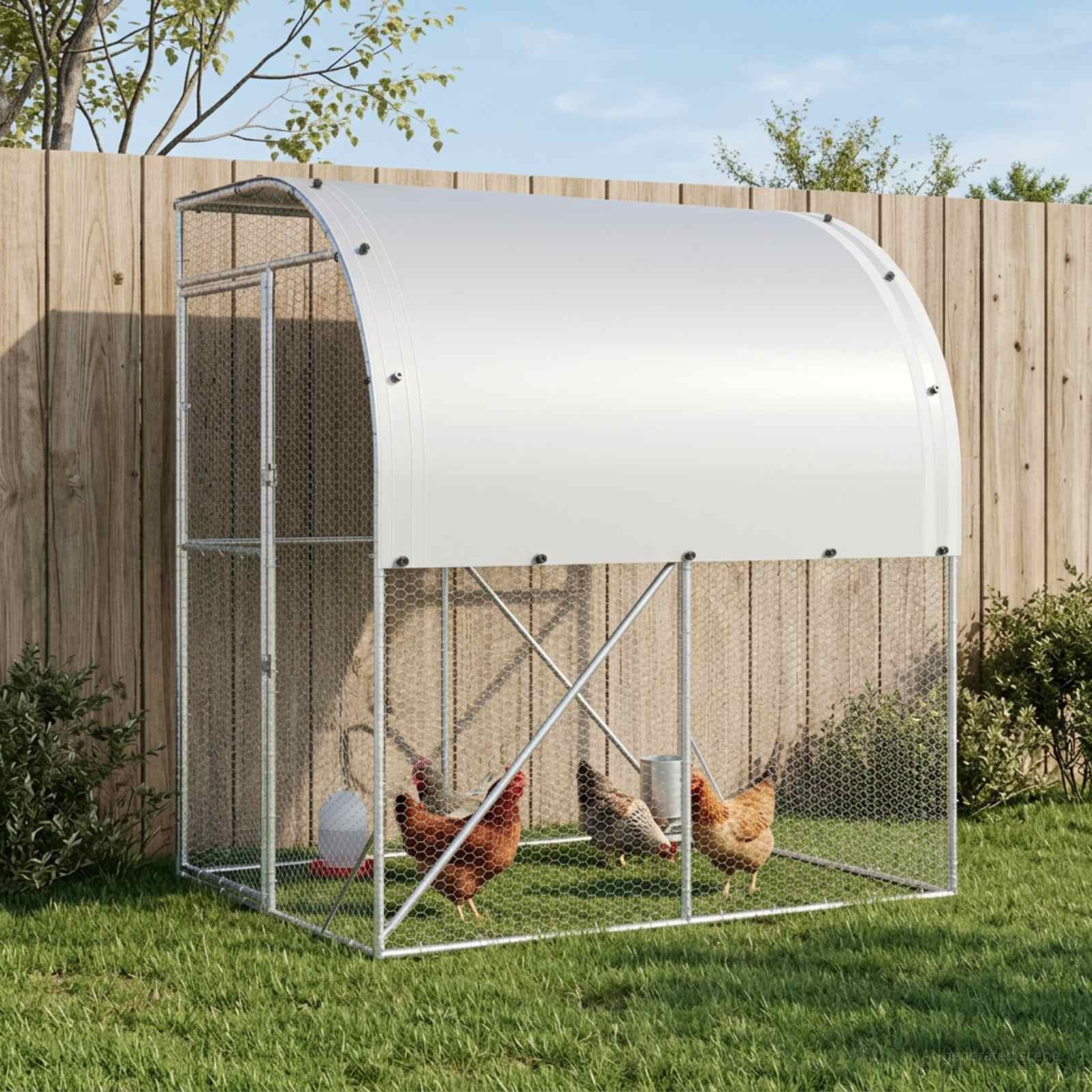 vidaXL Кокошарник Сребристо 200 x 200 x 215 см Поцинкована стомана