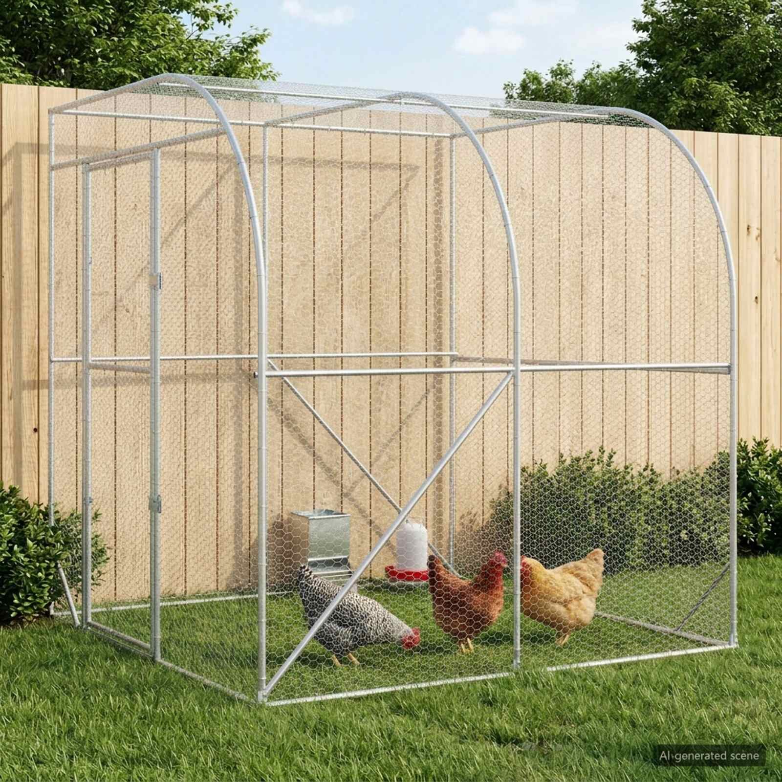 vidaXL Кокошарник Сребристо 200 x 200 x 215 см Поцинкована стомана