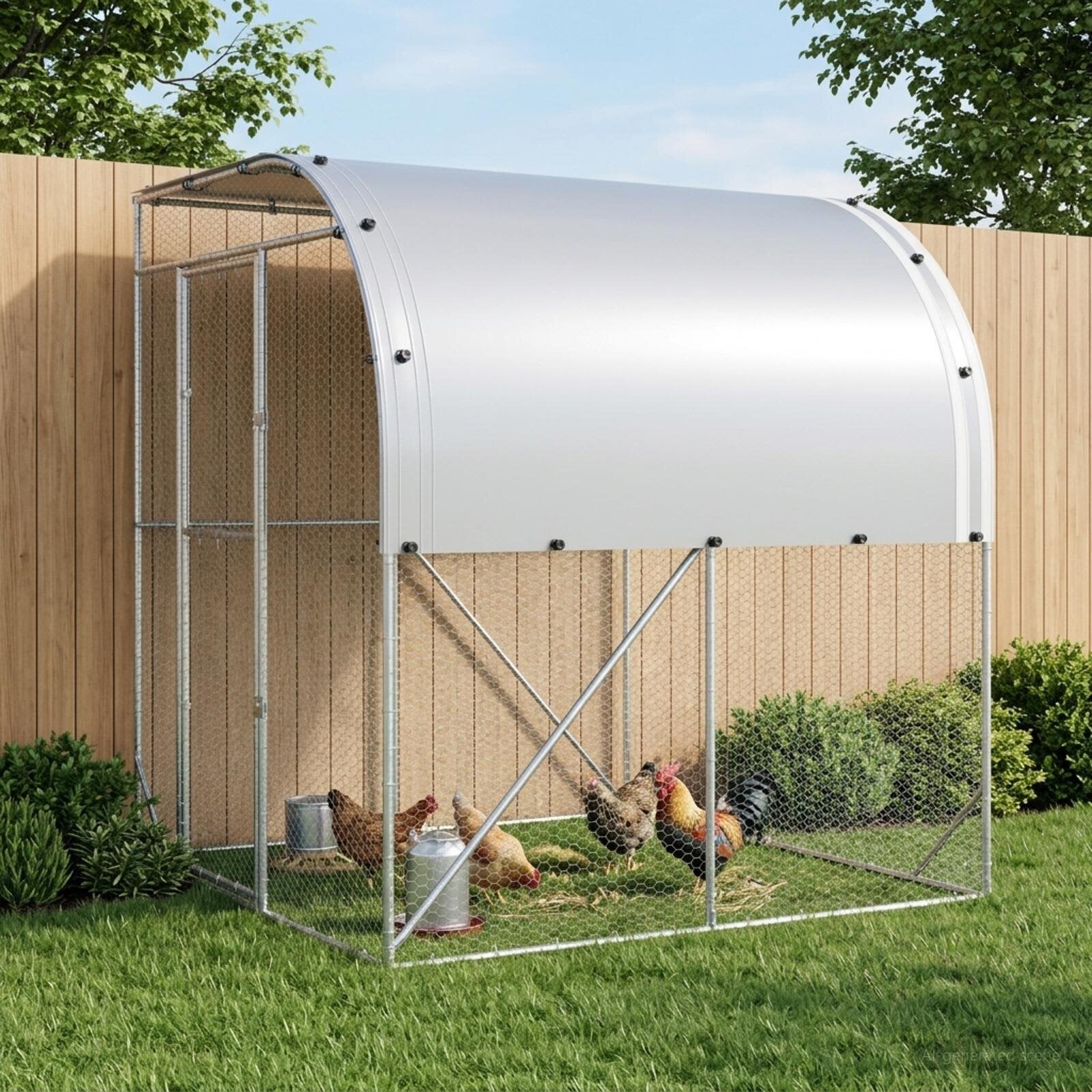 vidaXL Кокошарник Сребристо 200 x 200 x 215 см Поцинкована стомана
