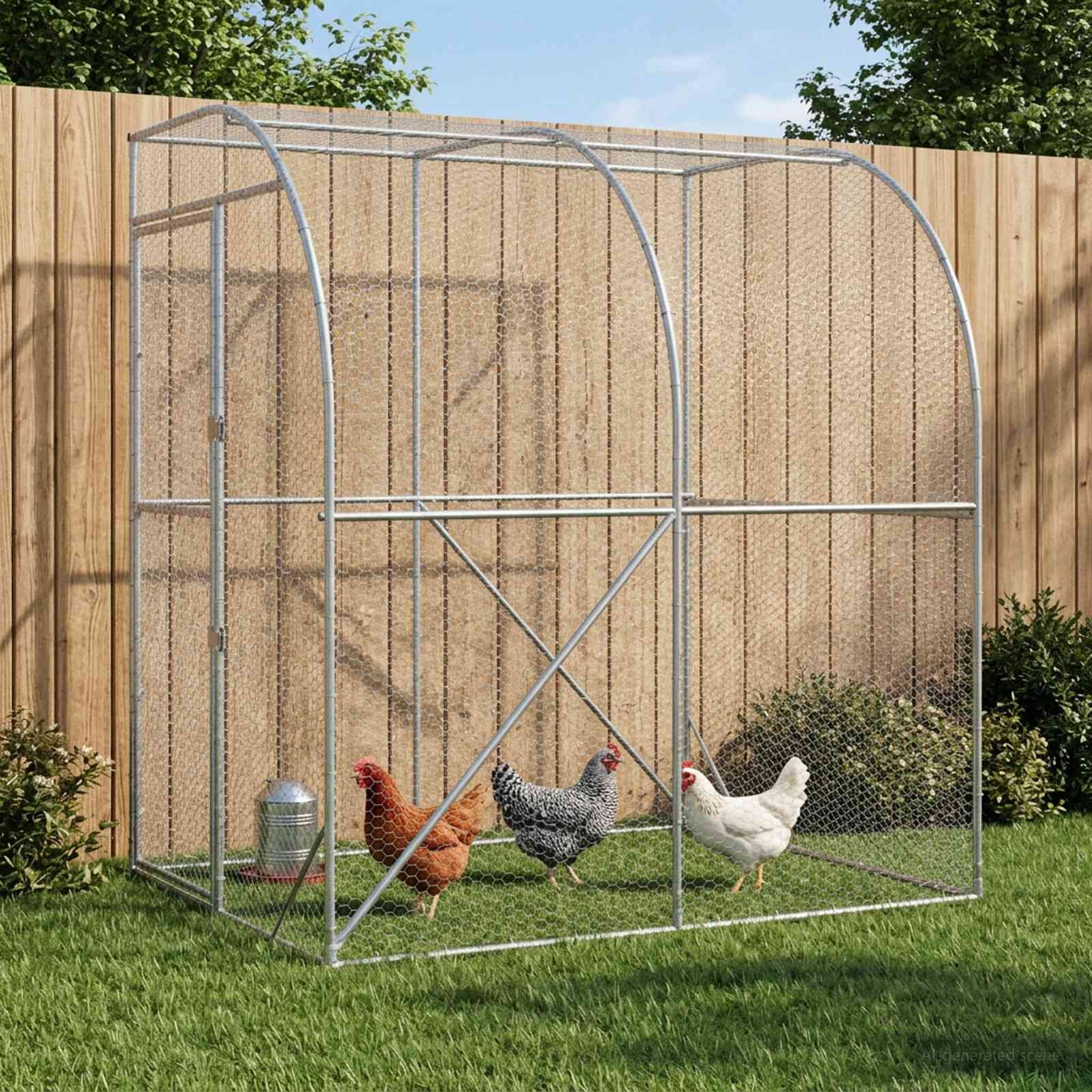 vidaXL Кокошарник Сребристо 200 x 200 x 215 см Поцинкована стомана
