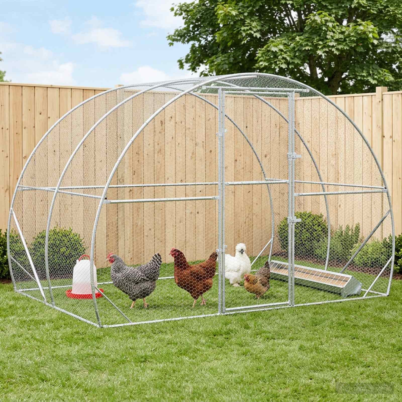 vidaXL Кокошарник Сребристо 200 x 300 x 200 cm Поцинкована стомана
