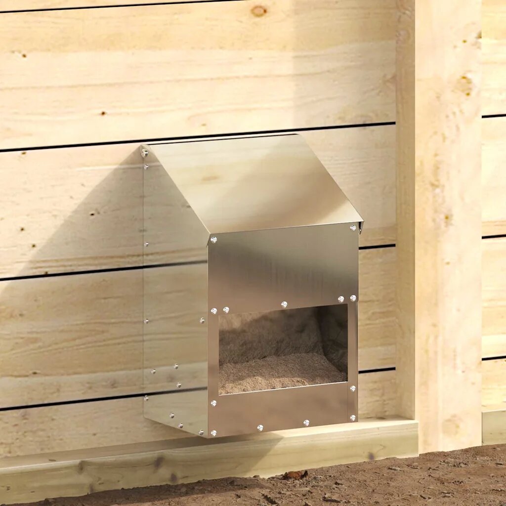 vidaXL Кокошарник Сребристо 21 x 16 x 33 см 3 кг Поцинкована стомана