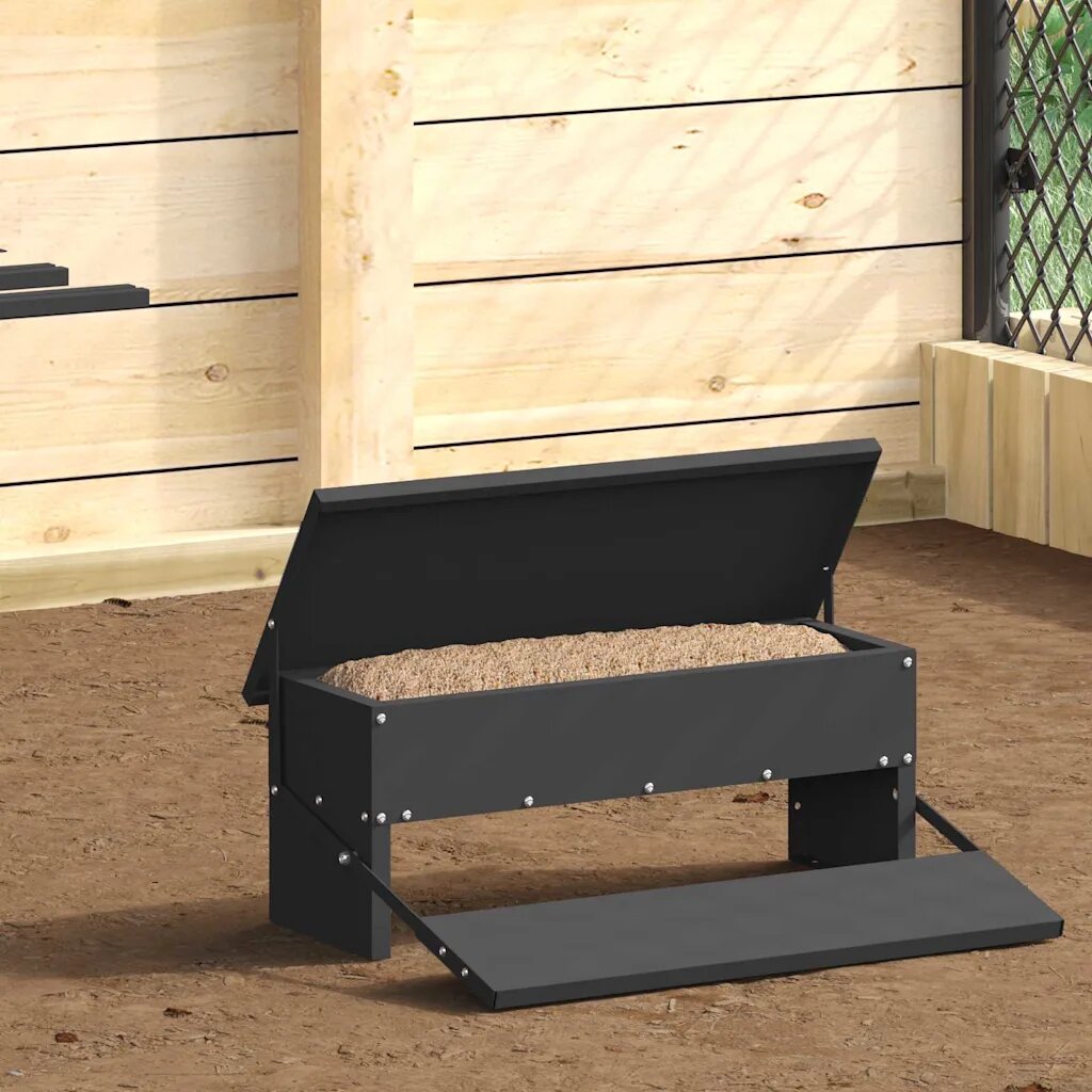 vidaXL Кокошка Т ределна хранилка Черно 485 x 395 x 19 см 5 kg