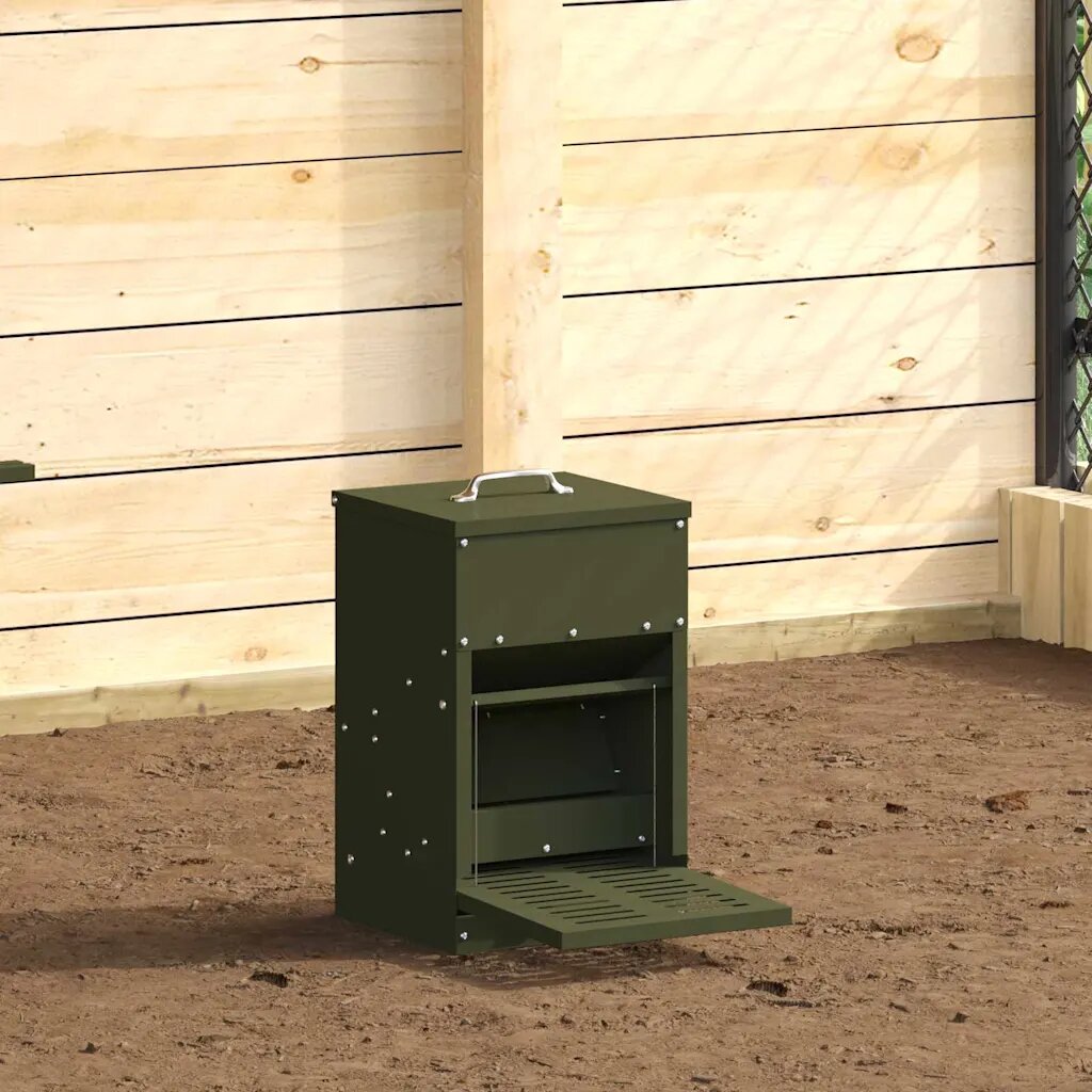 vidaXL Кокошка Т ределна хранилка Маслинено зелено 25 x 42 x 40 см