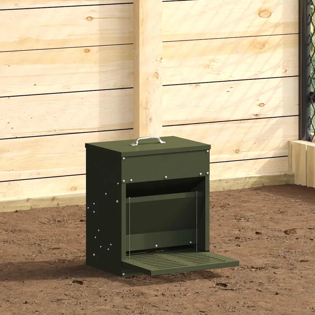 vidaXL Кокошка Т ределна хранилка Маслинено зелено 33 x 42 x 40 см