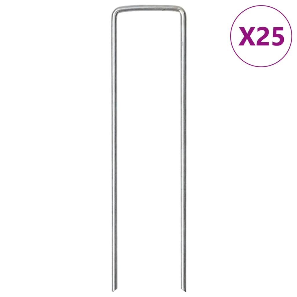 vidaXL Колчета за земя U-образни 25 бр 15x35 см поцинкована стомана