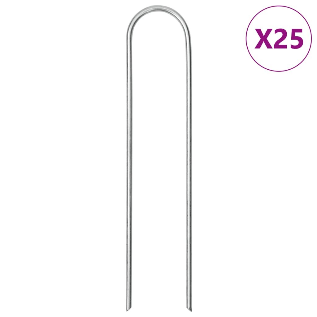 vidaXL Колчета за земя U-образни 25 бр 15x35 см поцинкована стомана