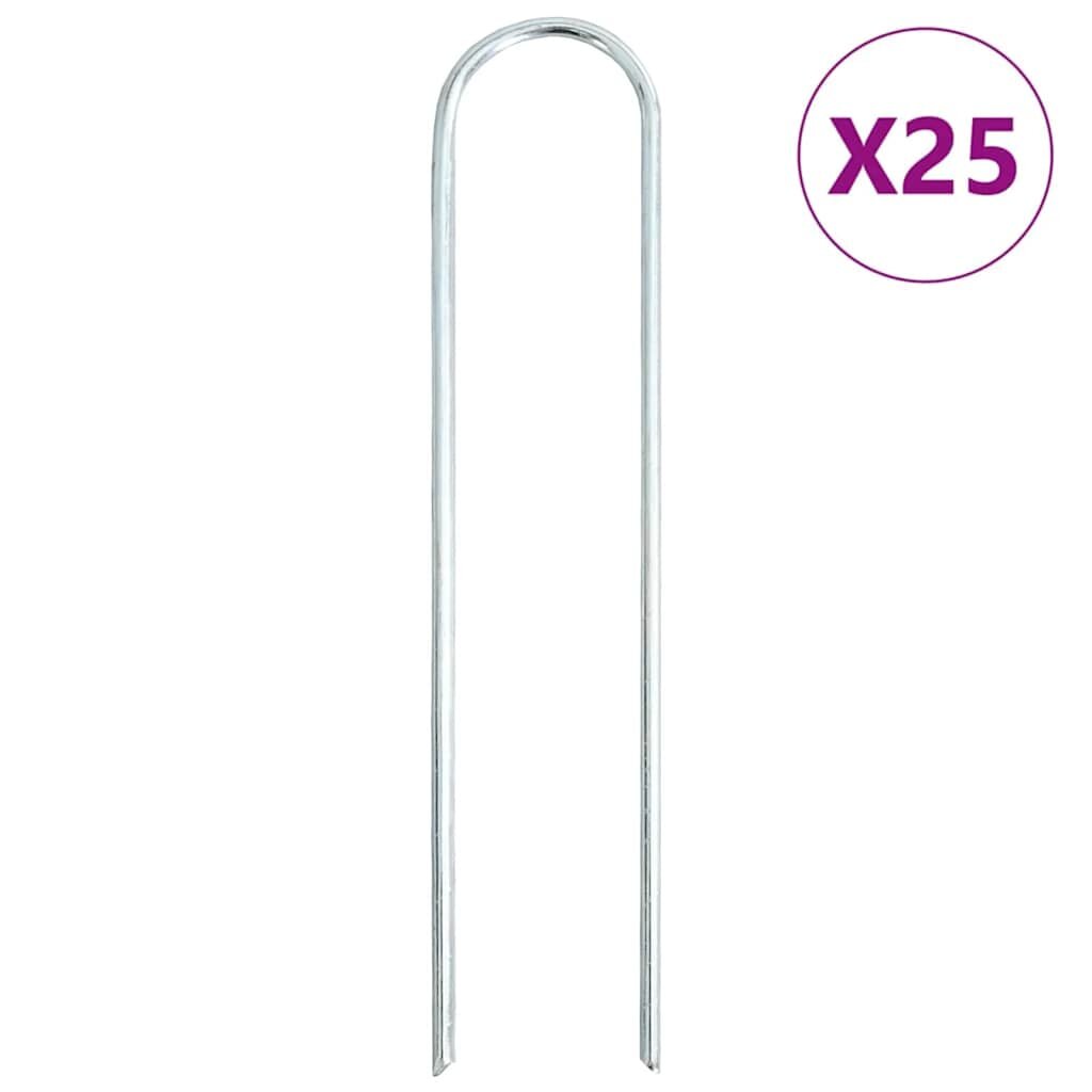 vidaXL Колчета за земя U-образни 25 бр 20x35 см поцинкована стомана