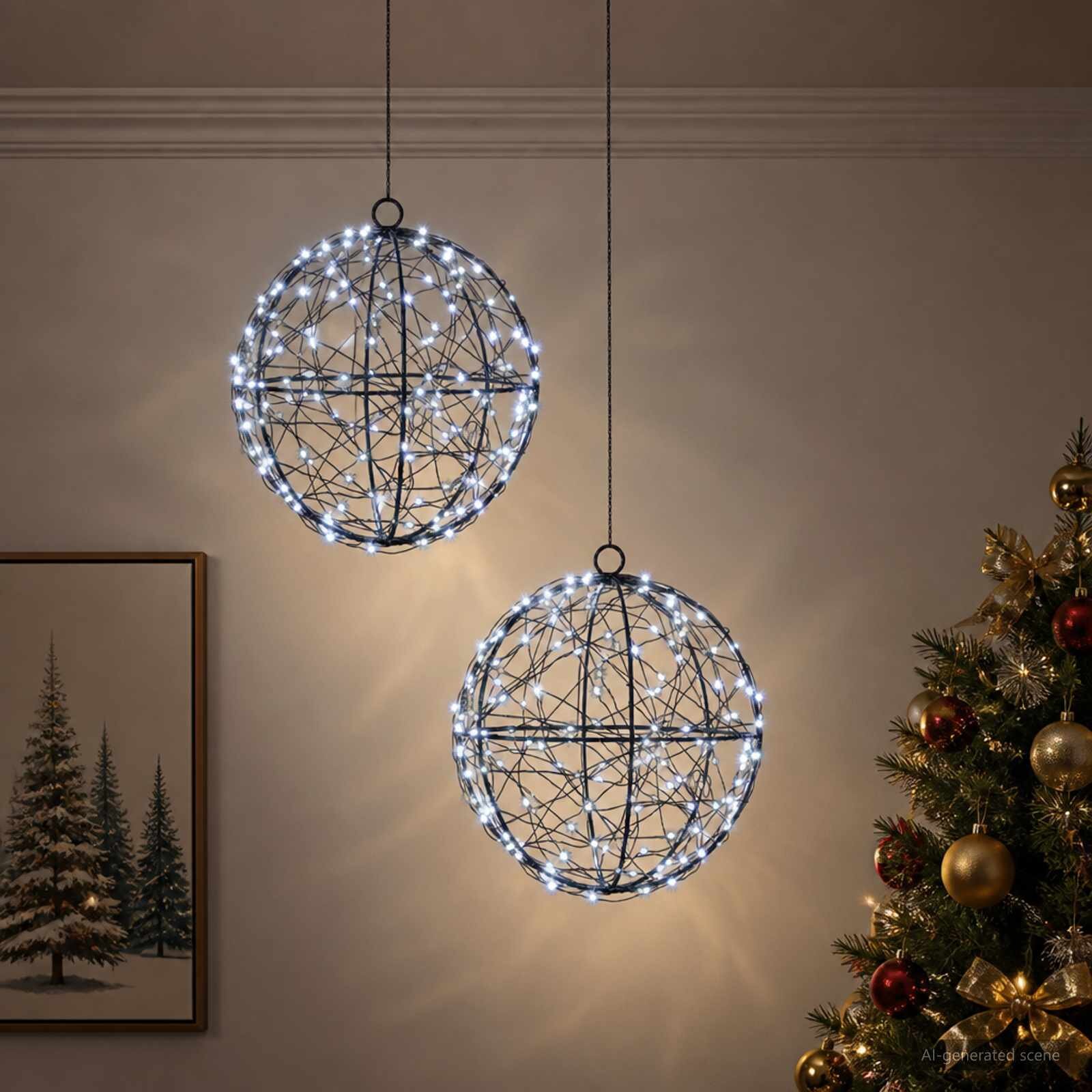 vidaXL Коледен финал светлина 2 бр. 400 LED светодиода Студено бяло
