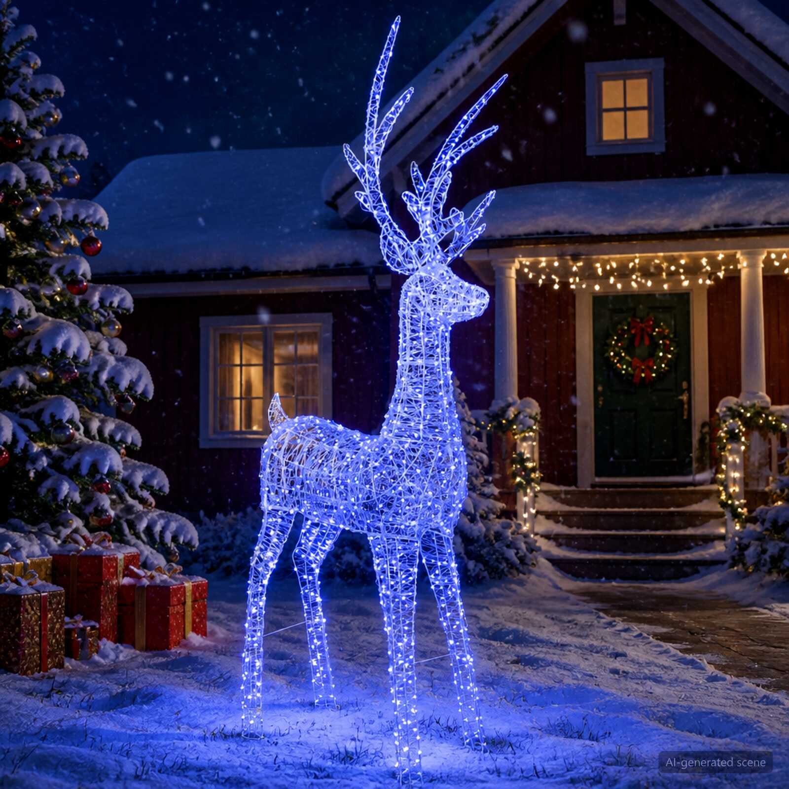 vidaXL Коледен светещ елен с LED 1000 LED светодиода Синьо