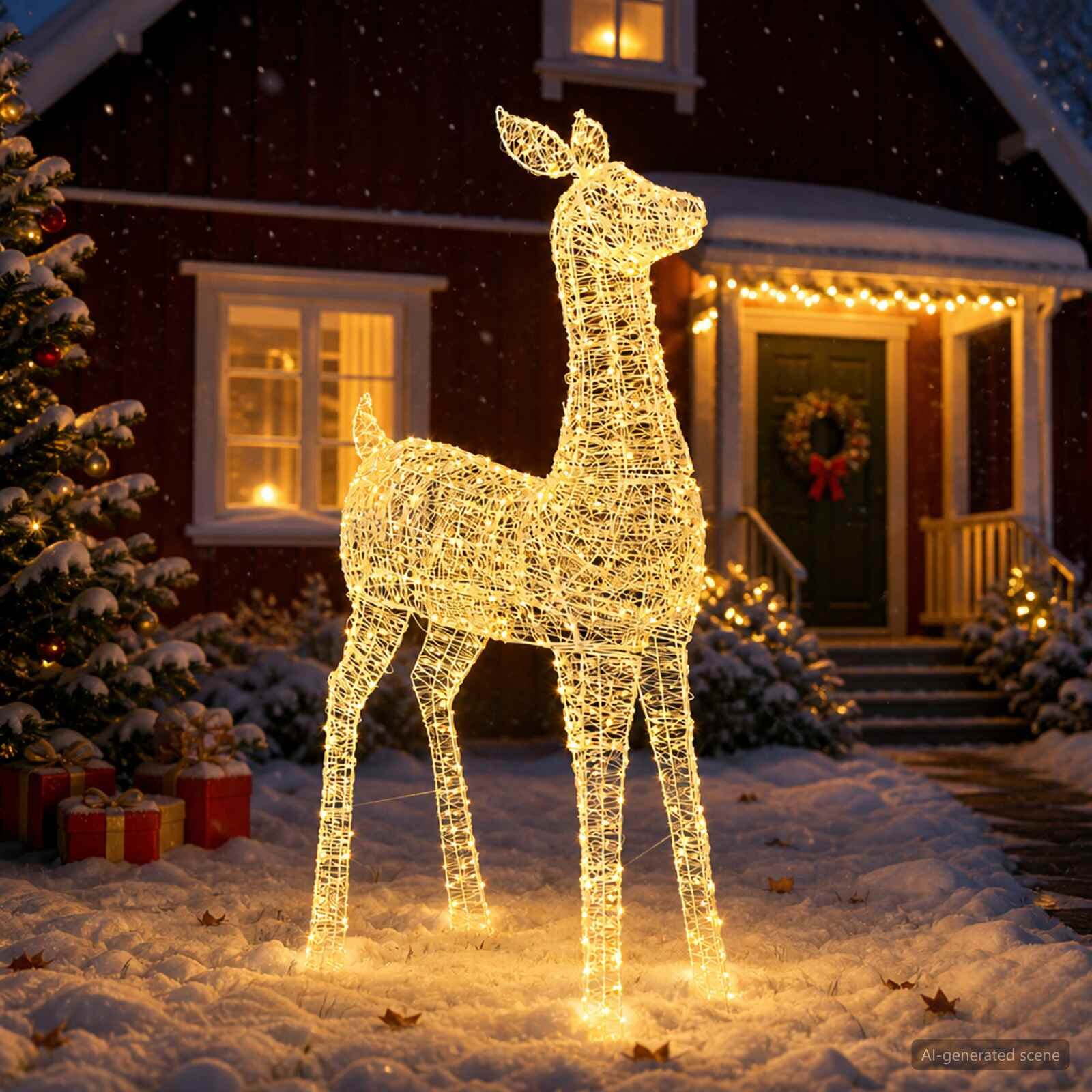 vidaXL Коледен светещ елен с LED LOVIISA 900 LED светодиода Топло бяло