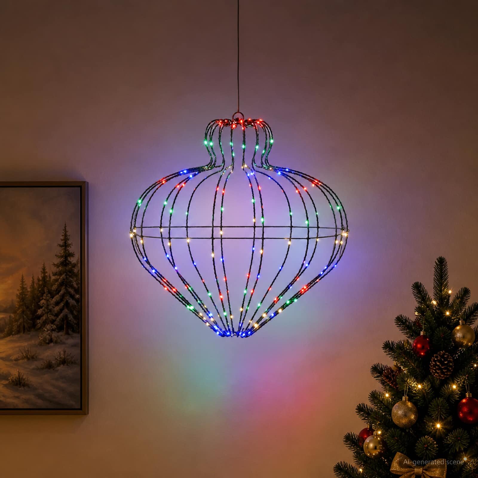 vidaXL Коледен светещ шпиц 192 LED светодиода Многоцветен Ø 45 x 40 cm