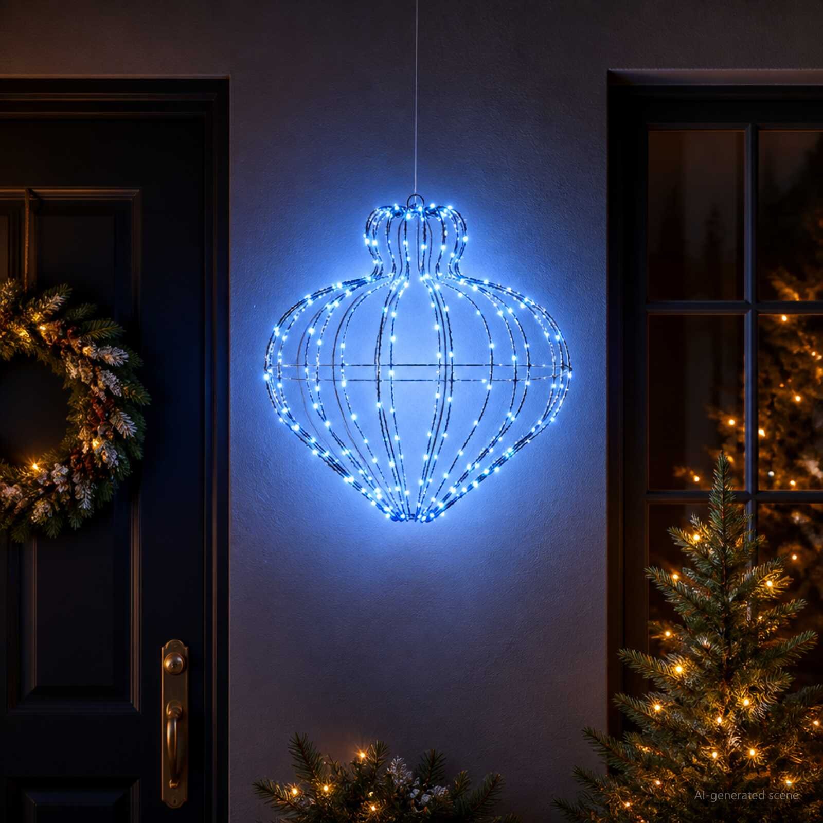 vidaXL Коледен светещ шпиц 192 LED светодиода Синьо Ø 45 x 40 cm