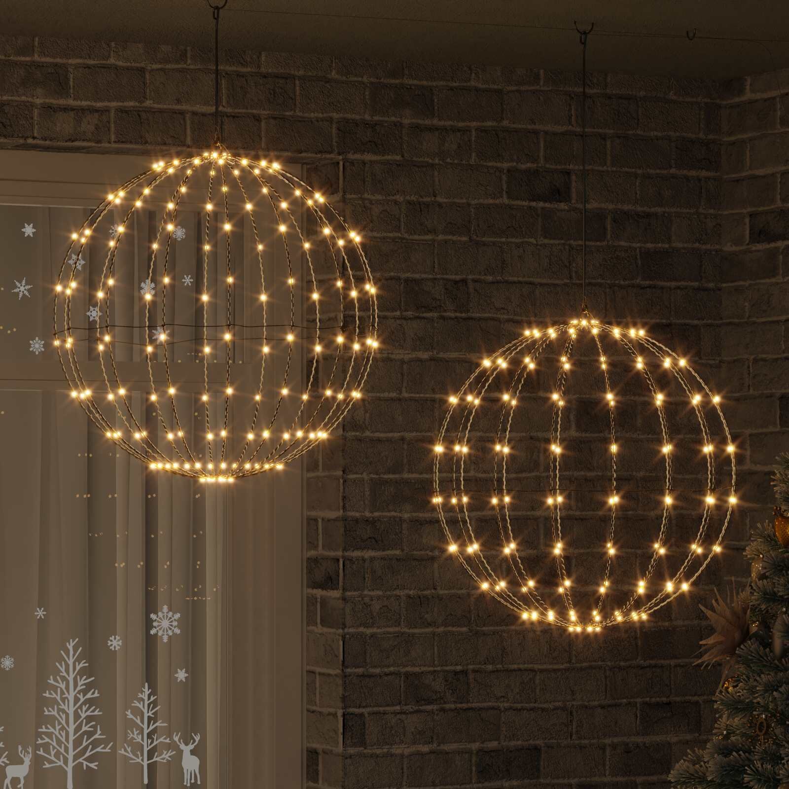 vidaXL Коледен светещ шпиц 2 бр. 384 LED светодиода Топло бяло