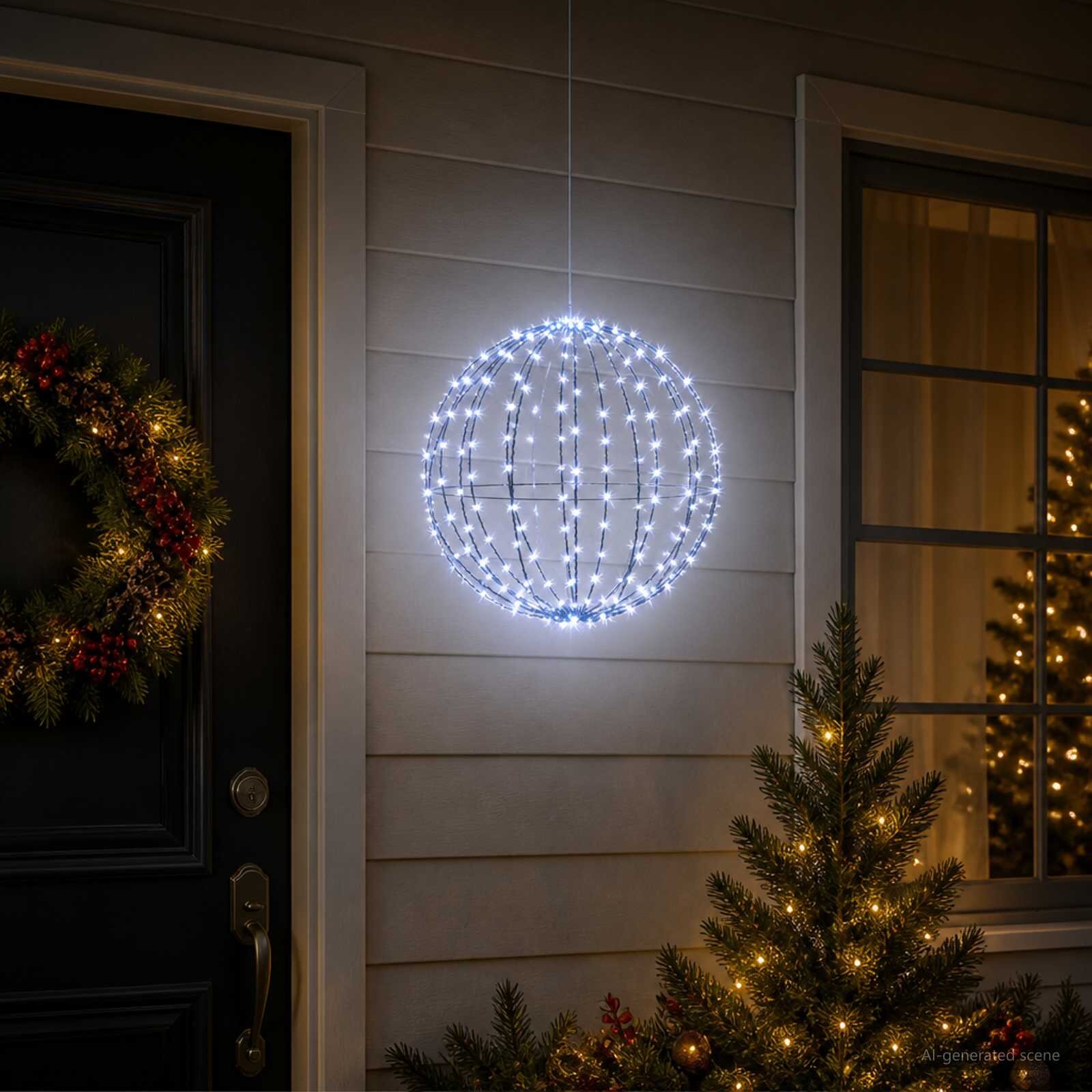 vidaXL Коледен светещ шпиц 96 LED светодиода Синьо Диаметър 30 x 32 см