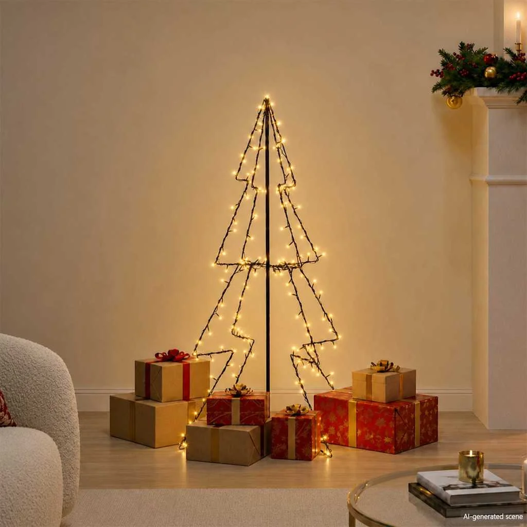 vidaXL Коледна елха конус 160 LED за закрито и открито 78x120 см