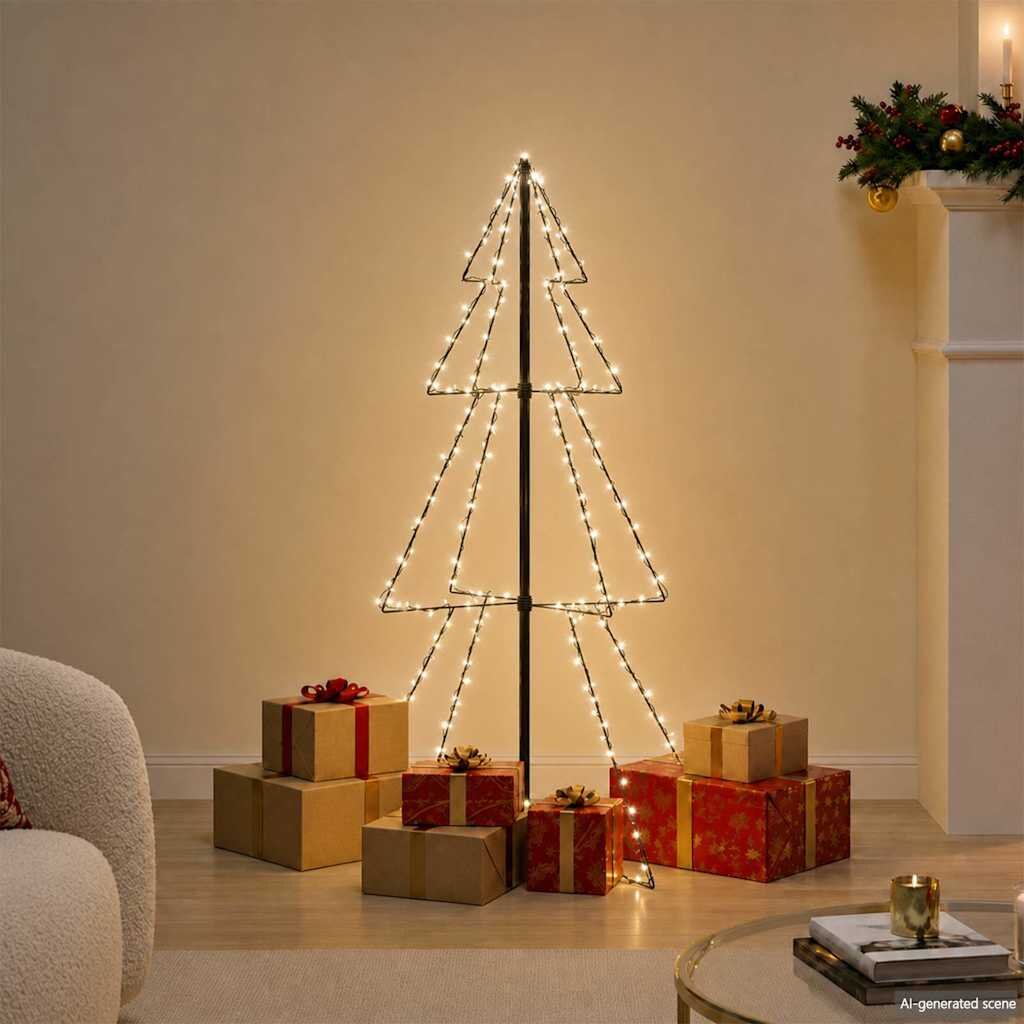 vidaXL Коледна елха конус 160 LED за закрито и открито 78x120 см