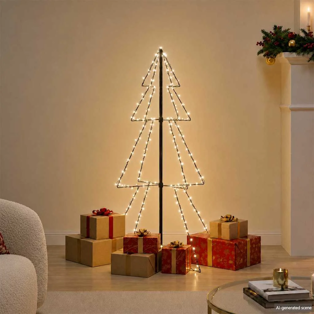 vidaXL Коледна елха конус 160 LED за закрито и открито 78x120 см