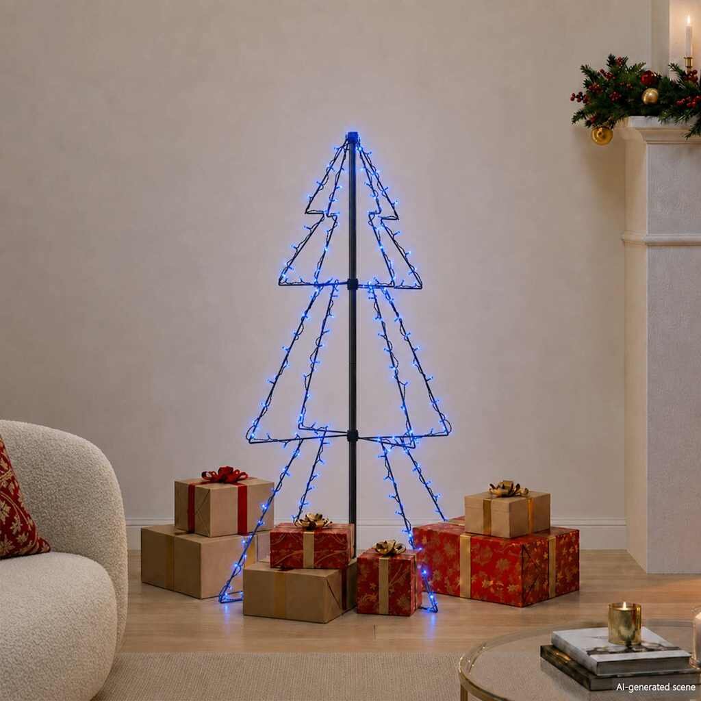 vidaXL Коледна елха конус 160 LED за закрито и открито 78x120 см