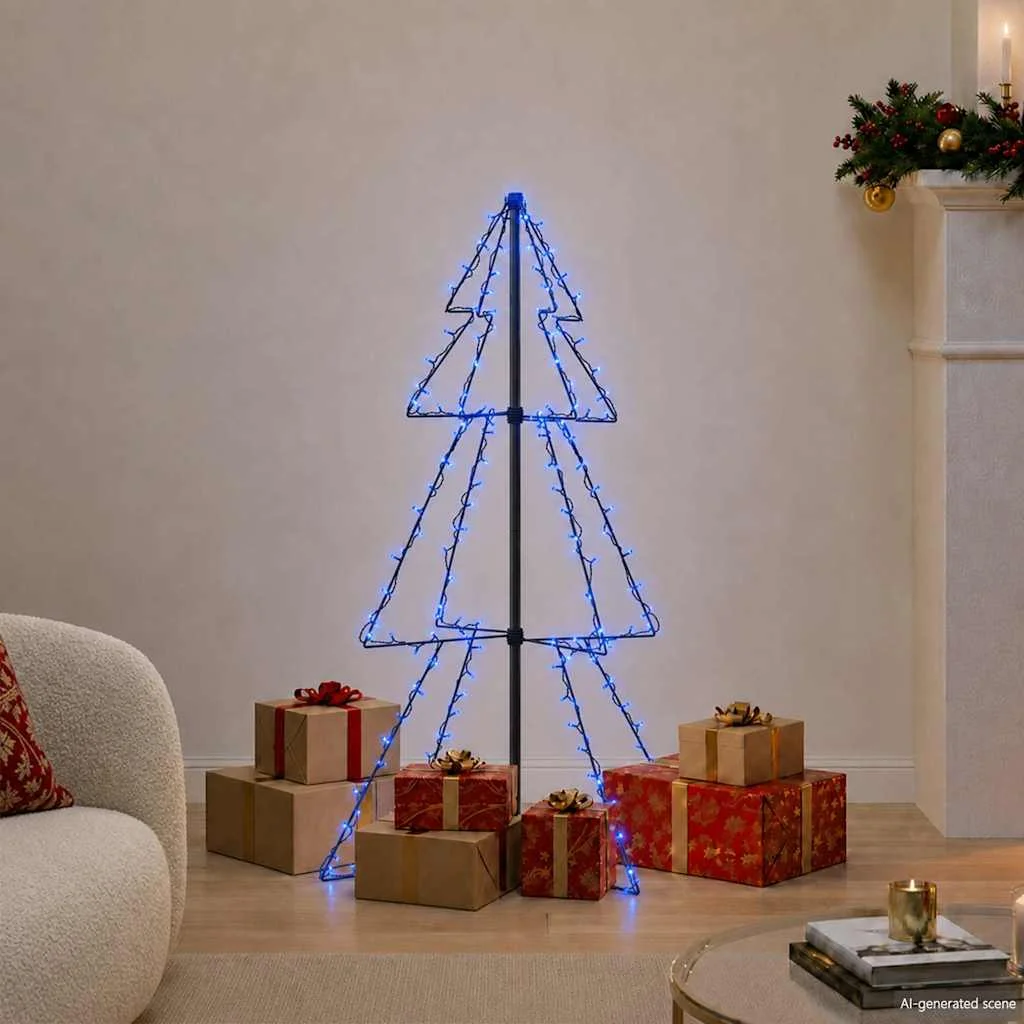 vidaXL Коледна елха конус 160 LED за закрито и открито 78x120 см